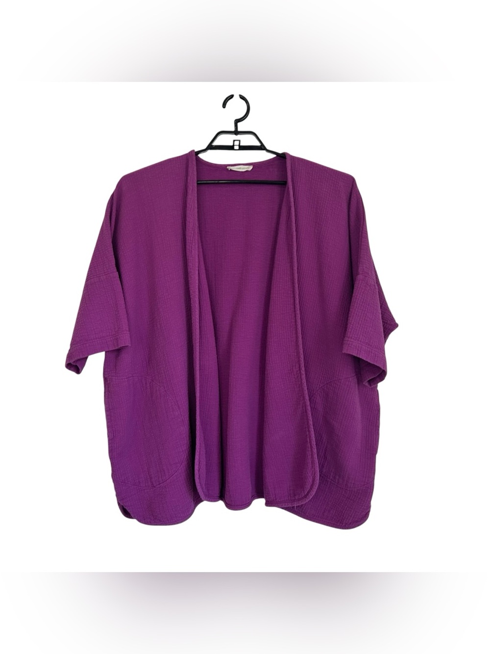 April Meets October Open Front Wrap Cardigan One Size Purple Gauze Lagenlook